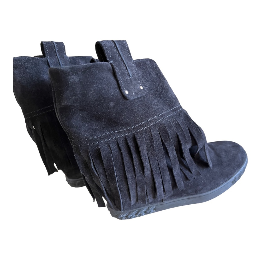 Casadei fringe booties in black suede